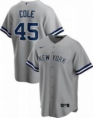 Mens New York Yankees Gerrit Cole Cool Base Replica Jersey Grey