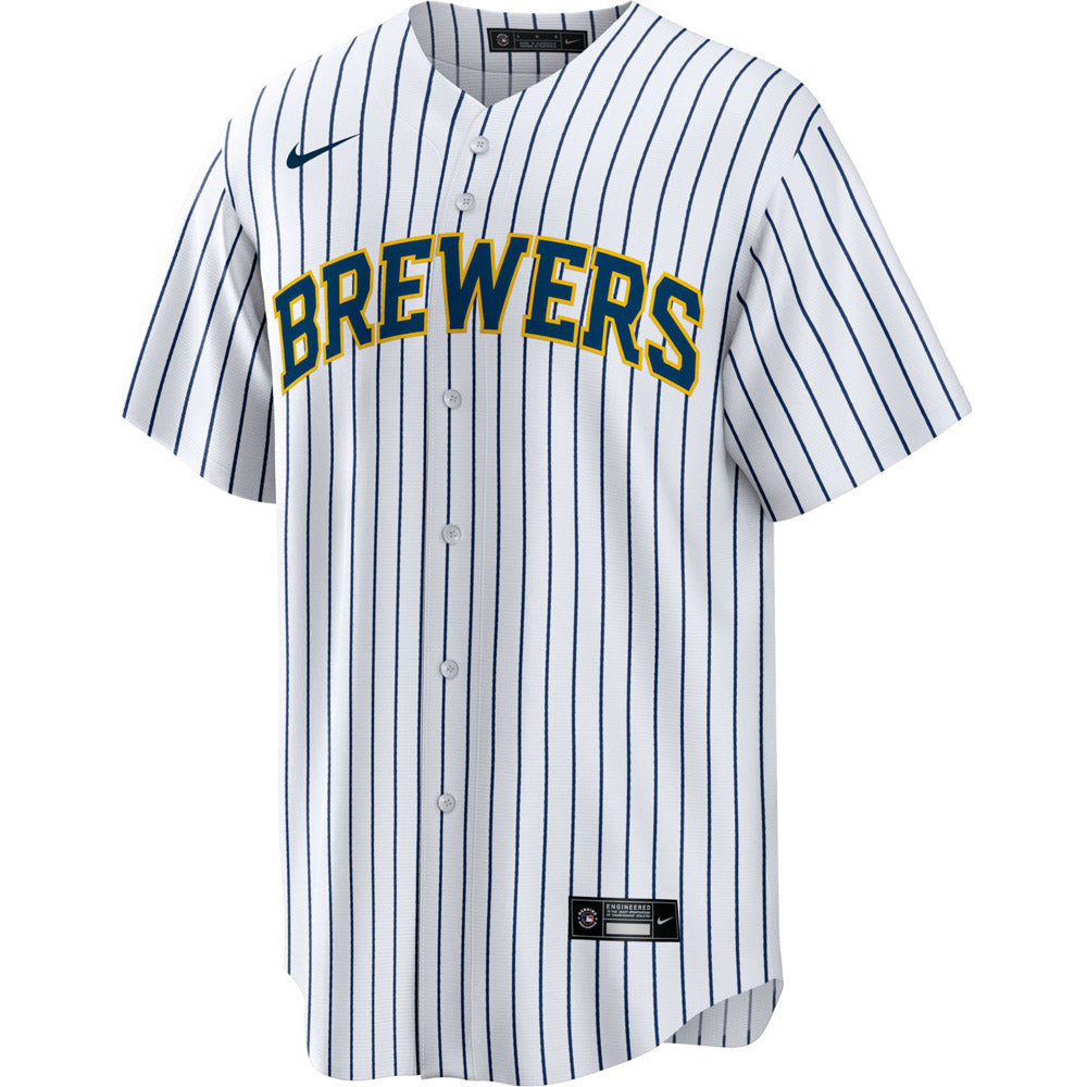 Men's Milwaukee Brewers Willy Adames cool Base Replica Home Jersey - White