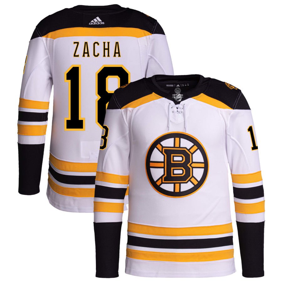 Boston Bruins #18 Pavel Zacha White Away Authentic Pro Jersey