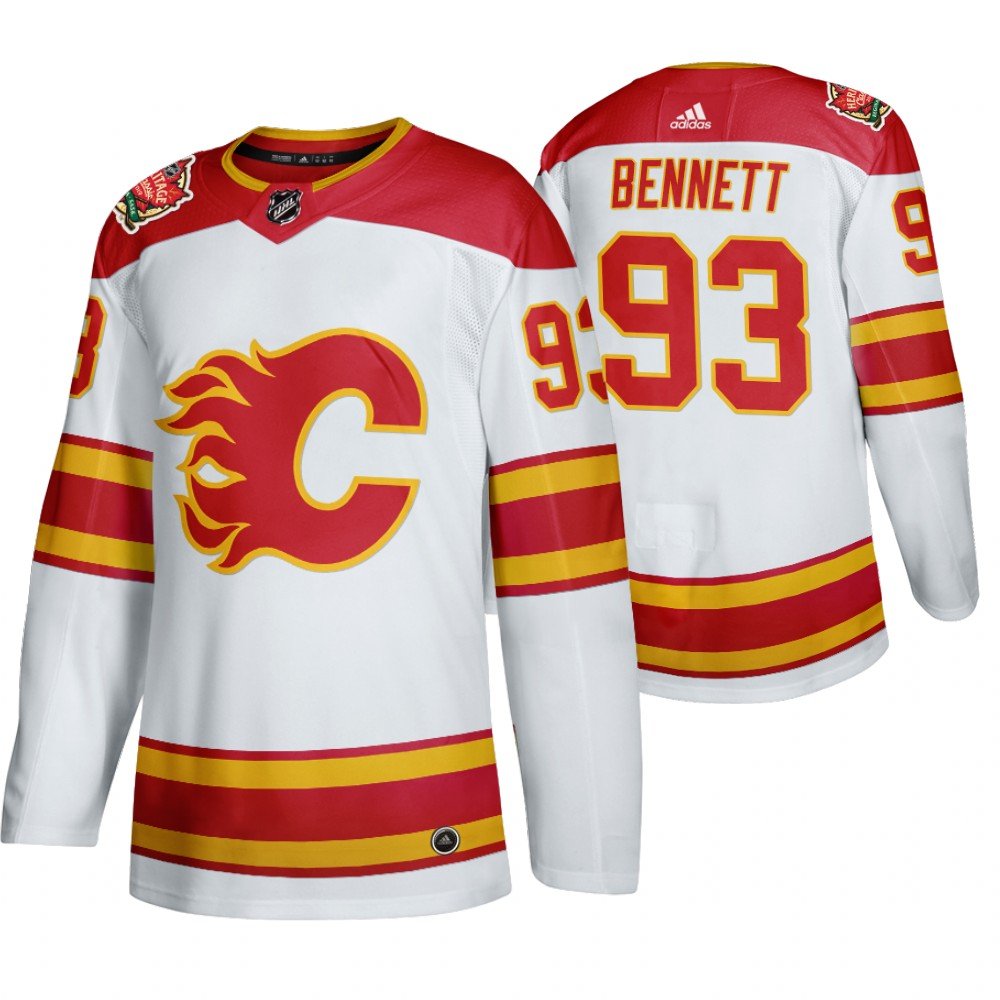 Men's Calgary Flames #93 Sam Bennett Heritage Classic Authentic White Jersey
