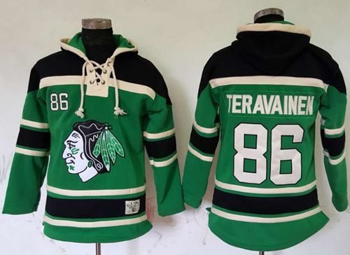 Chicago Blackhawks #86 Teuvo Teravainen Green St. Patrick's Day McNary Lace Hoodie Stitched Jersey
