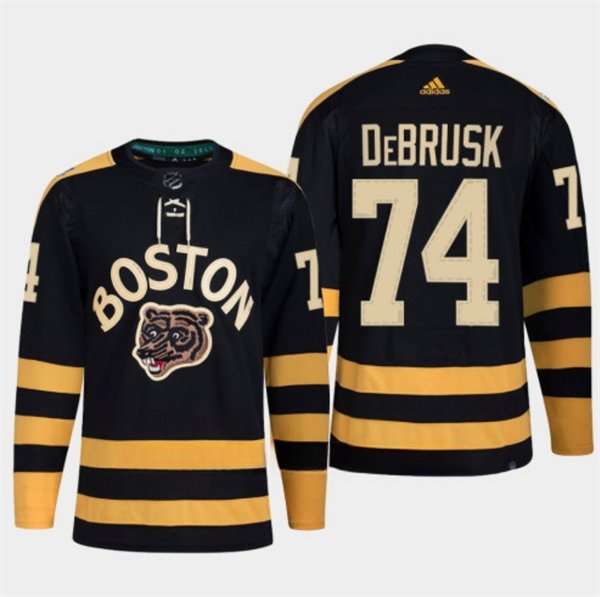 Men's Boston Bruins #74 Jake DeBrusk Black Classic Primegreen Stitched Hockey Jersey