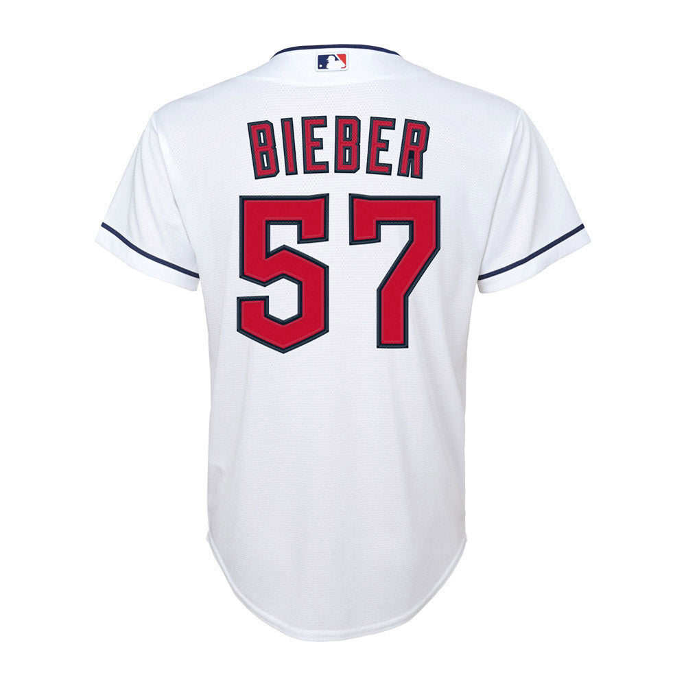 Youth Cleveland Guardians Shane Bieber Cool Base Replica Home Jersey - White
